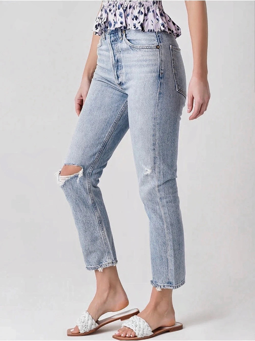 Agolde Riley High Rise Straight Crop High Rise Straight Leg Jean - Picture 4 of 8